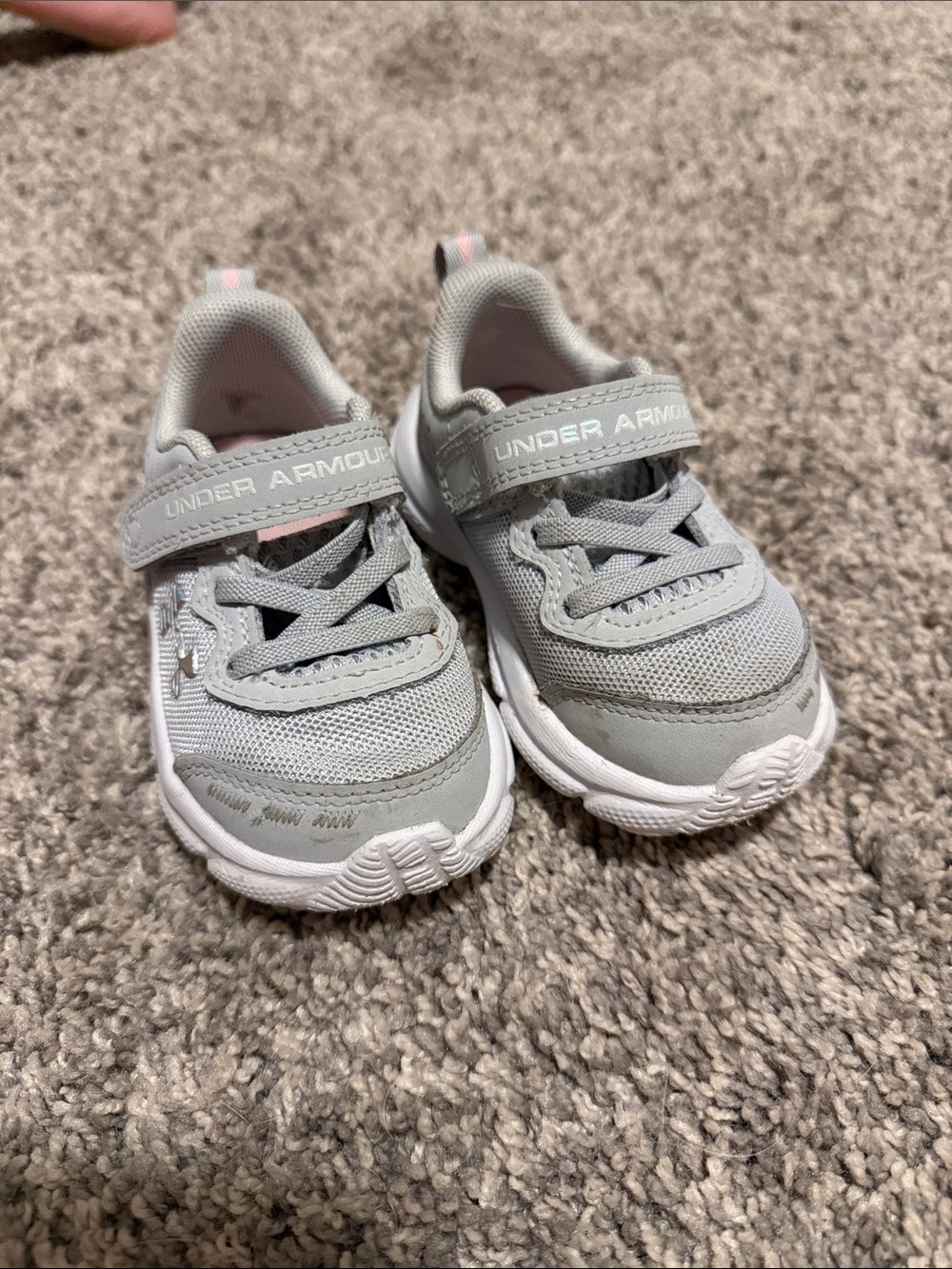 Under Armour Kids Gray Sneakers with Pink Detail